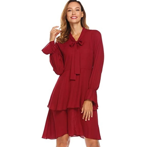 Vintage style boho ruffle knee length midi dress - Picture 2 of 8